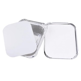 HAYCH Takeaway Containers with Lids, Aluminium Foil Trays, Foil Trays, Food Containers with Lids, Foil Trays with Lids,Dispose or Reuse - Packs of 50 (14.5 x 12.5 x 4.5cm (Small))