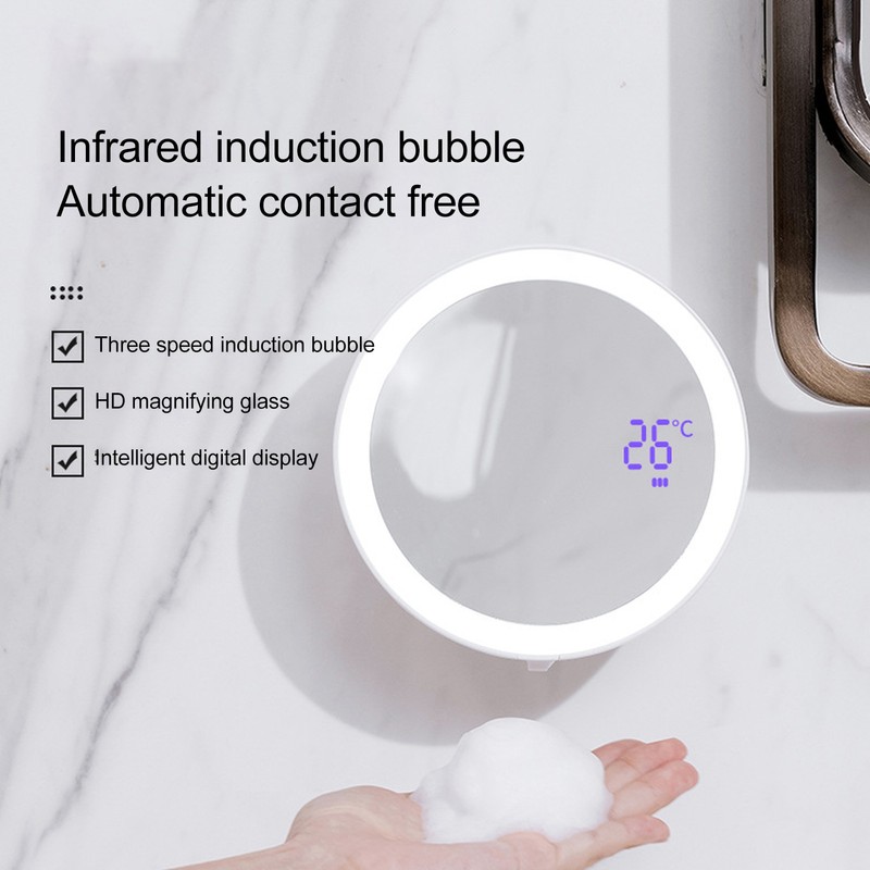 Automatic Foaming Soap Dispenser Rechargeable Infrared Induction Makeup Mirror Touchless