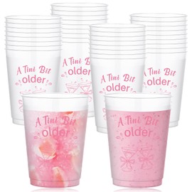 36 Pcs A Tini Bit Older Cups 14 Oz Plastic Disposable Cup Martini Bow Birthday Party Cups for A Tini Bar Bit Older Martini Themed Birthday Bachelorette Bridal Shower Party Supplies