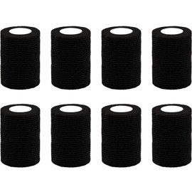 BQTQ 8 Rolls Cohesive Bandage 3 Inch Self Adherent Sport Wrap Tape Stretch Bandage Wrap Athletic Tape for Human and Animals Ankle Sprains Swelling, Black