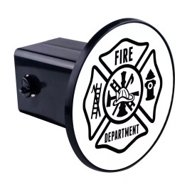 Trik Topz Inc. Fire Dept. White Maltese Plastic ABS Trailer Hitch Cover Car-Truck-SUV 2"