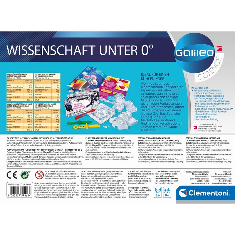 Clementoni 59166 Galileo Lab Science Under 0° Experiment Set for
