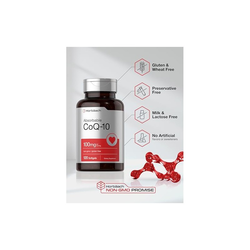 Horbäach Cápsulas blandas de CoQ10 de 100 mg | 120