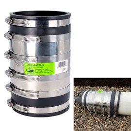 Fernco 4-inch XL Flexible Pipe Coupling Connector Fitting with Stainless Shield, Below Ground Plastic, Cast Iron, Steel