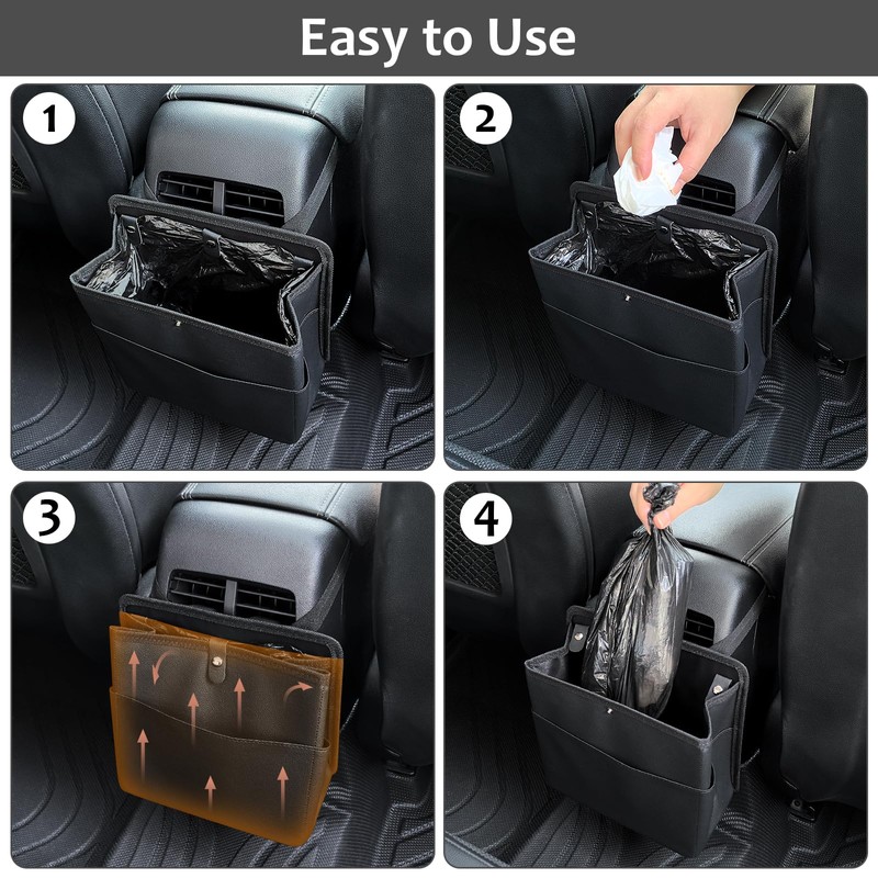 Accmor Car Trash Can with Pocket, Small Vehicle Dustbin Automotive