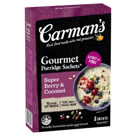 Carman's Gourmet Porridge Sachets Super Berry & Coconut, 8-pack (320g)