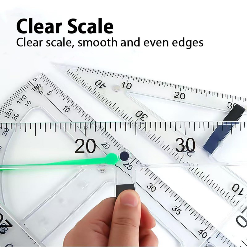 Magnetic Geometry Tool Set Clear Drafting Tools Mathematics Protractor, Triangular