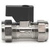 TC 15mm Compression Isolation Valve with Black Lever Handle Thumb