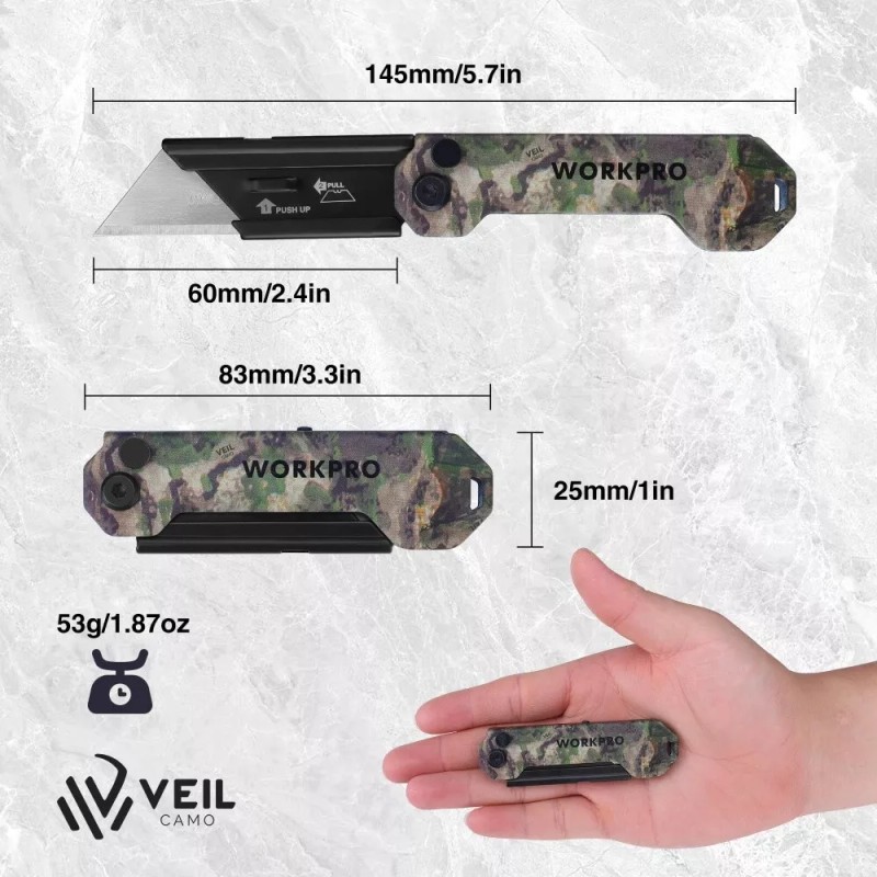 Workpro 1 x Folding Utility Knife 10PCS Blades Quick Change