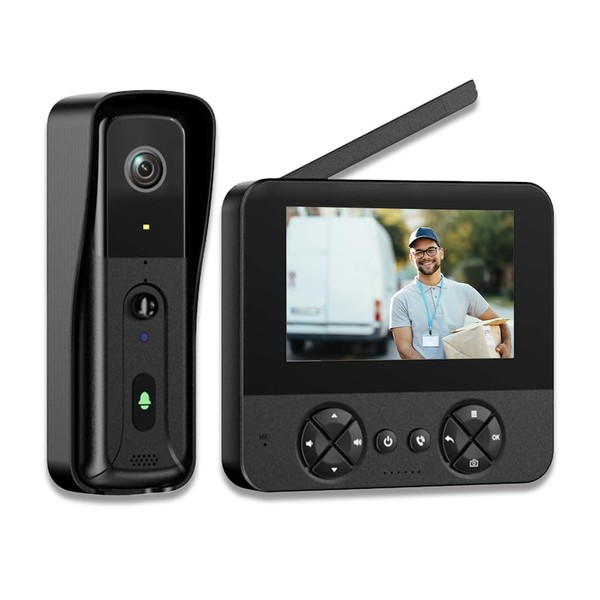 TKMARS Wireless Doorbell Camera with 1080P Screen, Two-Way Video Intercom,