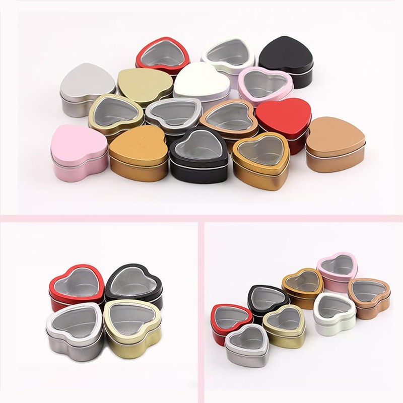 16 Pcs Metal Tins Jar 2 OZ Empty Heart Shaped