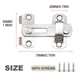 CEEYSEE Pack of 2 Stainless Steel Latch Door Latch Double-Sided Flip Latch with Fixed Screw Bolt for Bathroom, Garage, Window, Garden, Cupboard, Pet Cage, Cage Accessories (SilberFK)