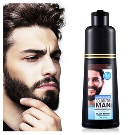 Beard Dye for Men, Long Lasting Black Hair Dye for Mustcatch & Facial Hair & Sideburns, Hair Color for Gray Hair Coverage, 5 Minutes Hair Color Shampoo