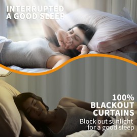 YoungsTex Ivory Linen 100% Blackout Curtains for Bedroom/Living Room - Grommet Thermal Insulated Full Room Darkening Drapes for Farmhouse/Country with White Liner, 2 Panels, 52 X 84 Inch