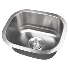 MSI 14 Inch Undermount Single Bowl 18 Gauge Stainless Steel Kitchen Bar Sink and Strainer