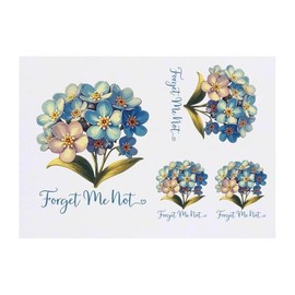 4 x 'Forget Me Not Flowers' Temporary Tattoos - Water Resistant, Skin-Safe, Non-Toxic Transfers, Mixed Sizes (TO00084646)
