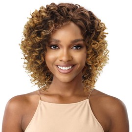 XIUFAXIRUSI XIUFAXIRUSI Short Kinky Curly Wigs for Black Women Ombre Blonde Afro Curly Wigs with Side Part Synthetic Fibre Full Hair Wig