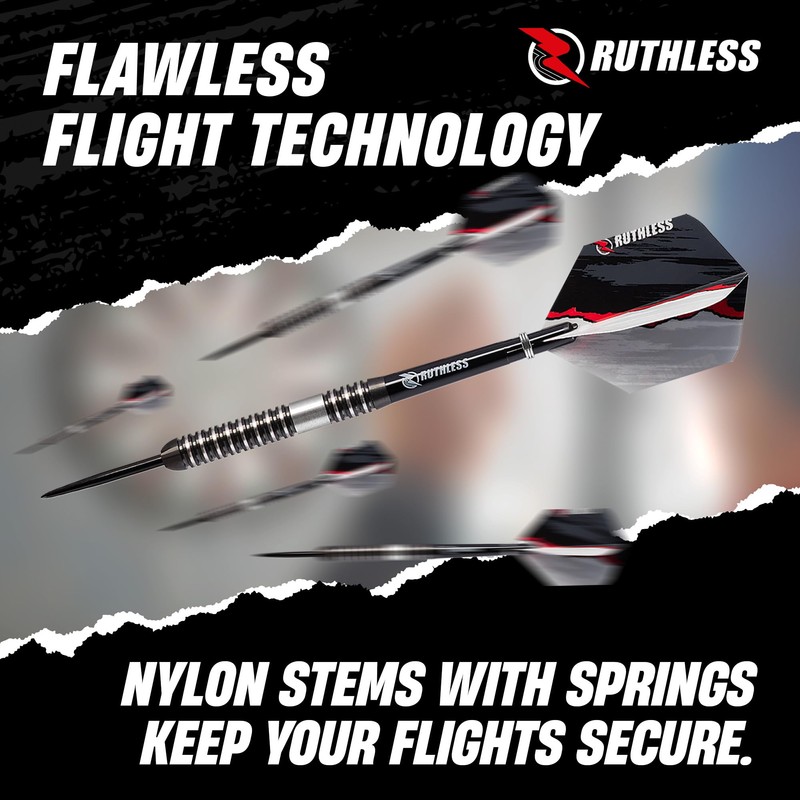 RUTHLESS Night Hawk Professional Tungsten Steeltip Darts Set in 23g