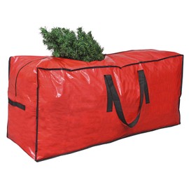 Primode Christmas Tree Storage Bag | Fits Up to 9 Ft. Tall Disassembled Holiday Tree I 65” x 15” x 30” Tree Storage Container | Protective Zippered Artificial Tree Bag with Handles (Red)