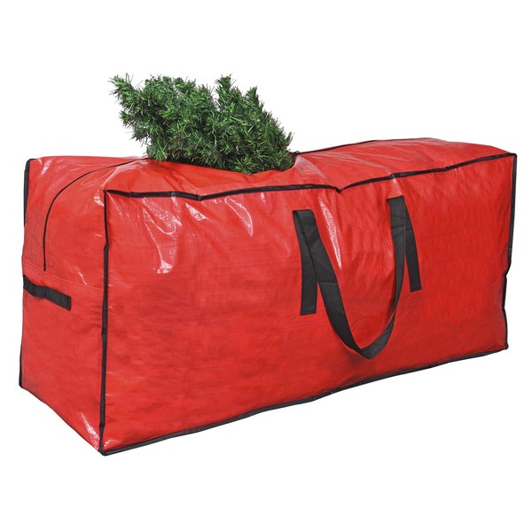 Primode Christmas Tree Storage Bag | Fits Up to 9 Ft. Tall Disassembled Holiday Tree I 65” x 15” x 30” Tree Storage Container | Protective Zippered Artificial Tree Bag with Handles (Red)