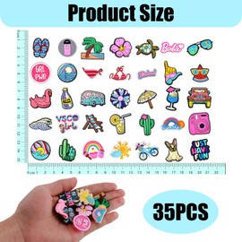 ZoeWei Shoe Charms, 35 Pieces Summer Beach Shoe Pin DIY Shoe Pin Removable Shoe Jewellery Shoe Pendant for Children Boys Girls Children's Parties Gift, Polyvinyl Chloride, No Gemstone