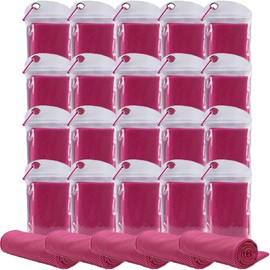 immoono Pack of 20 Cooling Towel 40x12'' Ice Towel for Neck and Face Microfiber Chilly with Bag Breathable Yoga Gym Stay Cool Towels Sweat Rag for Workout Running Camping Pilates Beach, Rose