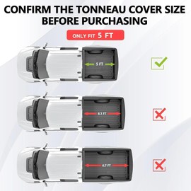 XTWEEX Soft Tri Fold Truck Bed Tonneau Cover Compatible with 2005-2024 Nissan Frontier (NO México) Fleetside 5FT Bed (for Trucks) Without Utility Tracks