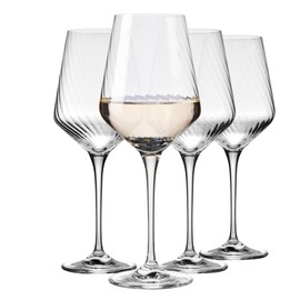 Krosno Wine Glasses with Textured Optic Effect, Set of 4, 4 x 15,21 Fl.OZ, Avant-Garde Lumi Collection, Durable Crystalline Glass, Unique Design, Dishwasher Safe, Made in Europe