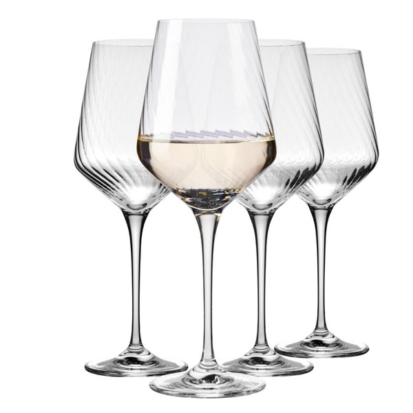 Krosno Wine Glasses with Textured Optic Effect, Set of 4,