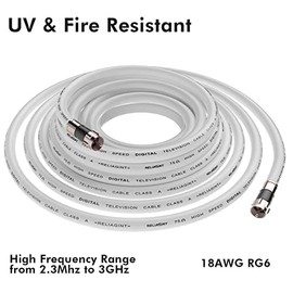 RELIAGINT - Cable coaxial RG6 blanco con conector F, adaptador doble hembra F81/RF, cable coaxial de alta velocidad de baja pérdida para TV HD, plato, satélite, antena, cable de televisión de 3 pies