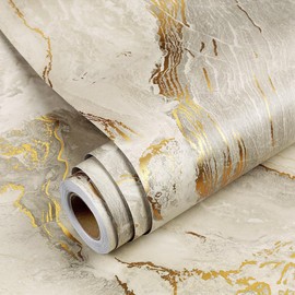 Yenhome Marble Countertop Contact Paper Waterproof Beige Gold Grey Marble Contact Paper for Countertops 17.7"X118" Self Adhesive Marble Wallpaper for Kitchen Matte Peel and Stick Countertop Wrap Vinyl