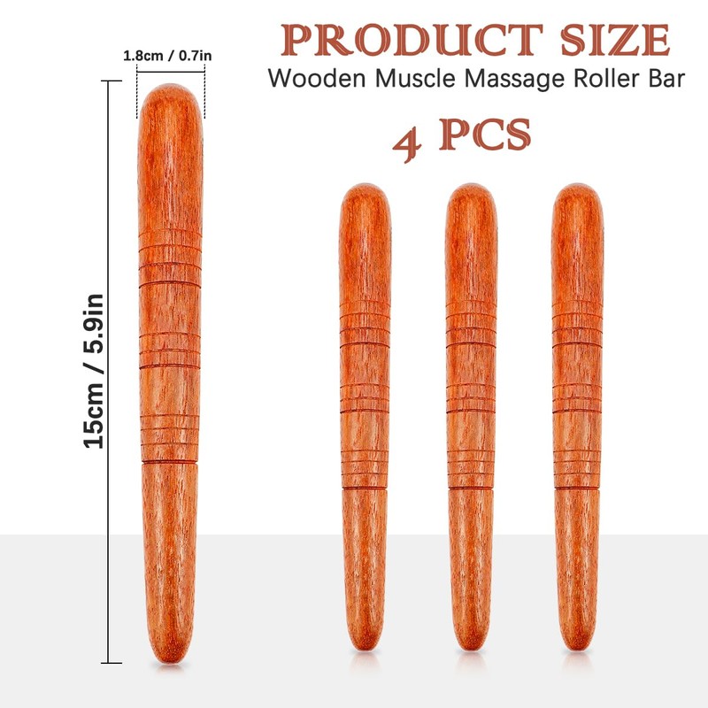 FERCAISH 4 Pieces Wooden Acupressure Pen Ears Massage Stick, Trigger