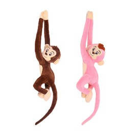 zhidiloveyou 2PCS 27.6" Hanging Monkey Stuffed Animals Plush Cute Monkey Toy for Kids (Dark Brown+Pink)