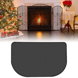 KUWUNG Spark Protection Plate for Fireplace, 80 x 50 cm, Fireproof Underlay, Fire Protection Plate, Fireproof Mat, Semicircular, Fireproof Floor Protection Mat for BBQ Grills, Fireplace