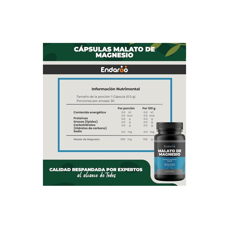 Malato de Magnesio 500 mg | Kit 2 Frascos |