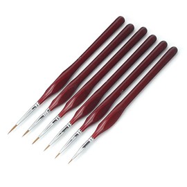 iLamdeetek Detail Brush Set (6 Pieces), Watercolor Acrylic and Oil Painting Set for Artists, Adults and Children, Dark Red