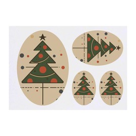 4 x 'Modern Christmas Tree' Temporary Tattoos - Water Resistant, Skin-Safe, Non-Toxic Transfers, Mixed Sizes (TO00080696)