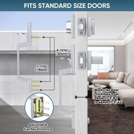 TICONN Front Door Handle Set, Heavy Duty Square Door Lever & Single Cylinder Deadbolt Combo Reversible for Entrance Exterior Doors (Satin Chrome)