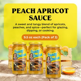 Saucy Susan Peach Apricot ORIGINAL Sauce – 3 Pack (3 × 9.5 oz Jars) – Sweet & tangy blend of apricots, peaches & spices; perfect for glazing, dipping or cooking; classic party appetizer glaze.
