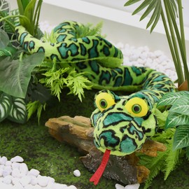 MorisMos Giant Snake Teddy Plush Soft Toy 250cm, Large Realistic Anaconda Python Stuffed Animal Big Fat Oversized, Kawaii Birthday Presents for Boys Girls Kids Girlfriend Party Decorations