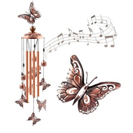 Ruoxian 32 inch Wind Chimes Retro Animal Butterfly Figure windchimes Beautiful Sounds Gifts Swinging in The Wind Windchime Gifts or Porch Patio Decoration(Butterflies)