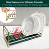 HAFUU Compact Dish Rack for Kitchen Counter Gold Plate Rack