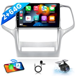 Car Stereo Radio for Grand Cherokee 2011-2013 : 4 Core 2G+64G 9 Inch Touch Screen Head Unit Replacement with Wireless Carplay/Android Auto, Bluetooth GPS WiFi FM SWC Mirror Link Backup Camera