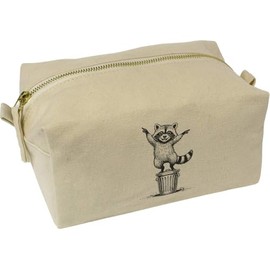 'Dancing Raccoon On Trash Can' Canvas Wash Bag/Makeup Case (CS00043220)