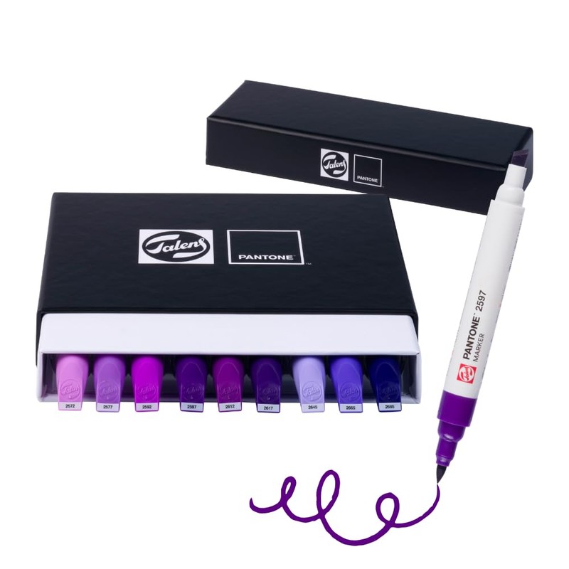 Talens Pantone Marker Set of 9 Purple Dual Tip Pen