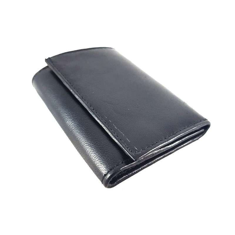Black Leather Key Holder/Key Case Wallet Key Ring Soft Nappa