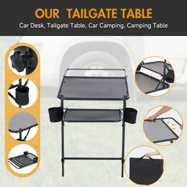 CDEN Tailgate Table, Car Desk, Tailgate Table, Car Camping, Camping Tables, Vehicle Tables, Adjustable Height, Lightweight