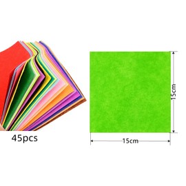 Naisfei Felt Fabric Sheets, 45 pcs Coloured Felt Fabric Sheets,Assorted Colors Felt DIY Material Squares for Textile Fabrics DIY Craftwork Sewing Patchwork Craftwork Scrapbooks Supplies(15 x 15 cm)