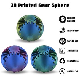 Gear Ball, 3D Printed Gear Ball - The Steampunk Whirling Wonder Fidget Gear Ball, Gear Sphere Cube Fidget Toys for Office & Home, Cool Stuff Toy Gift for 3+ Years Children Adults