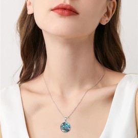 Sigil of Lilith Abalone Shell Necklace S925 Sterling Silver Sigil of Lilith Pendant Necklace Gifts for Women Rolo Chain 18+2 inches